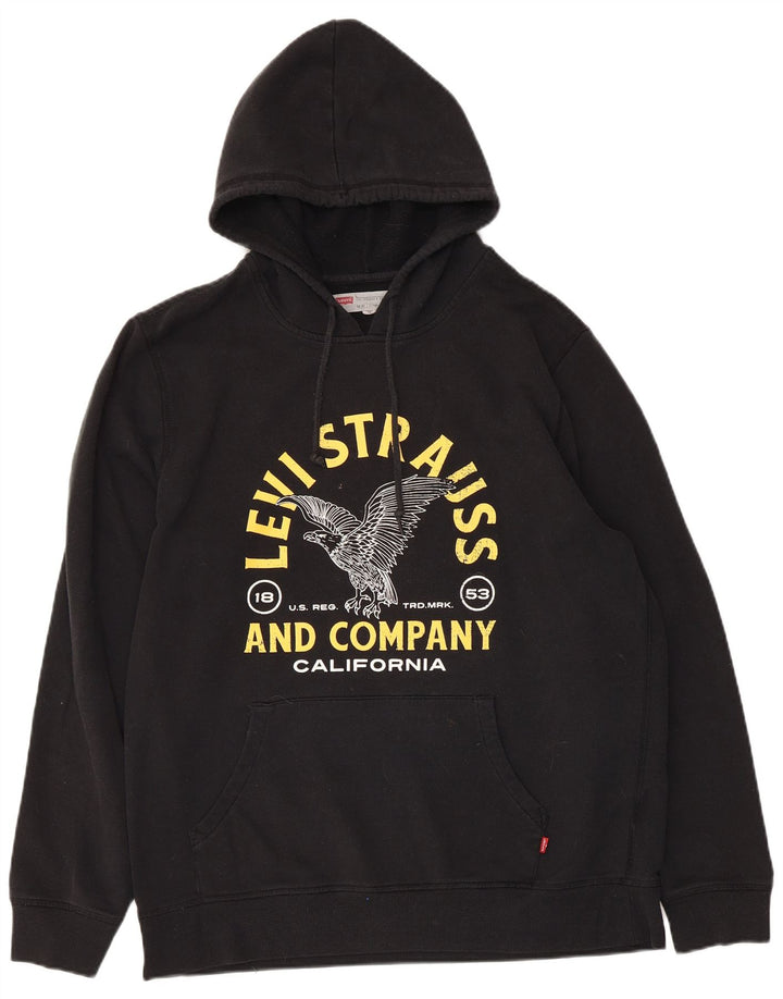 Suéter com capuz gráfico masculino Levi's grande algodão preto