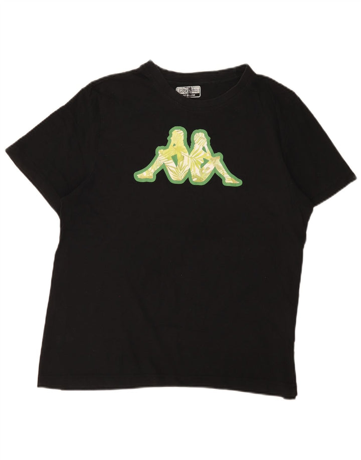 Camiseta feminina Kappa com estampa gráfica UK 14 médio algodão preto