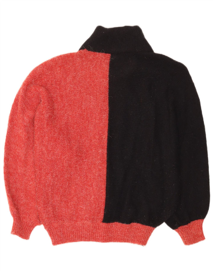 Suéter feminino vintage com gola tartaruga IT 42 bloco colorido vermelho médio
