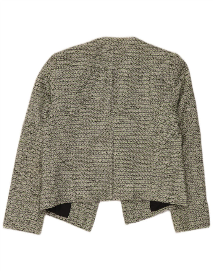 Jaqueta Blazer aberta feminina Topshop Reino Unido 12 algodão verde médio