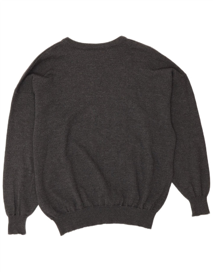 Lacoste Suéter masculino com gola redonda tamanho 8 3XL lã cinza