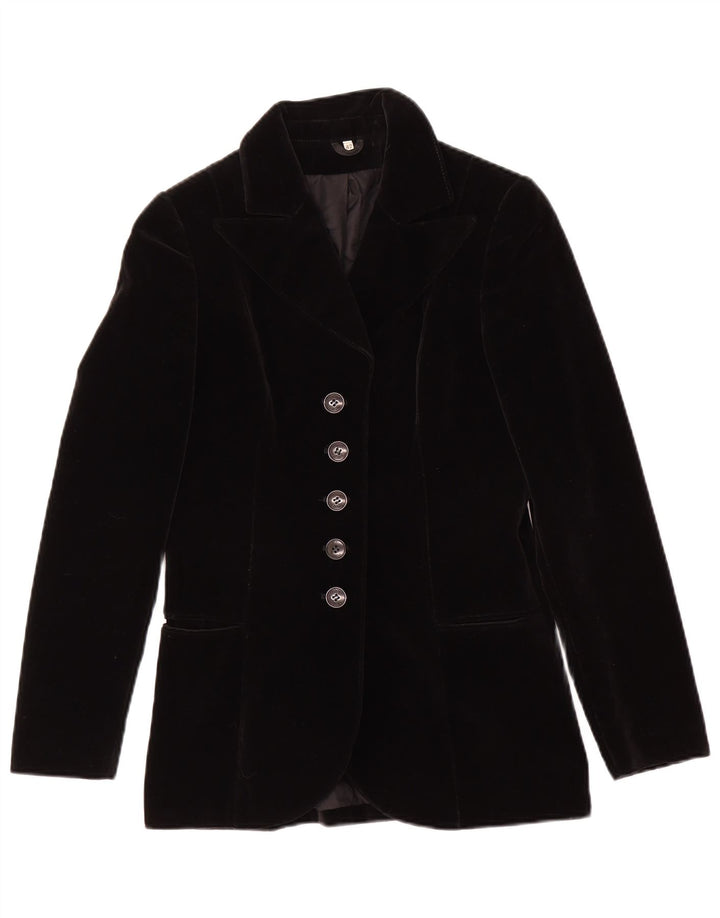 Jaqueta blazer de veludo feminina vintage com 5 botões IT 42 algodão preto médio