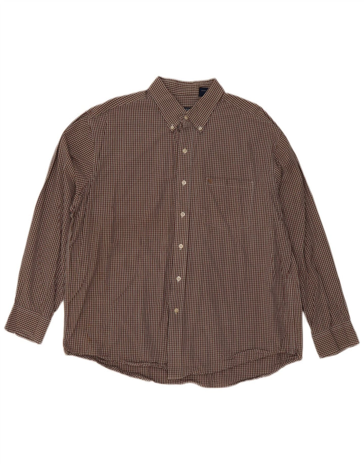 Camisa masculina Izod XL marrom xadrez algodão