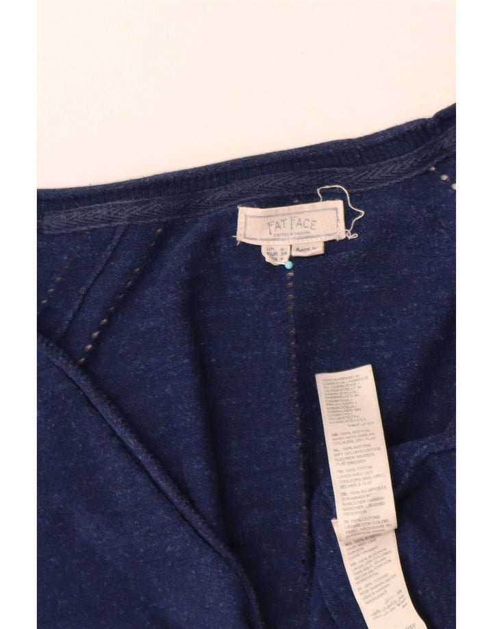 Suéter Cardigan Feminino Fat Face UK 8 Pequeno Azul