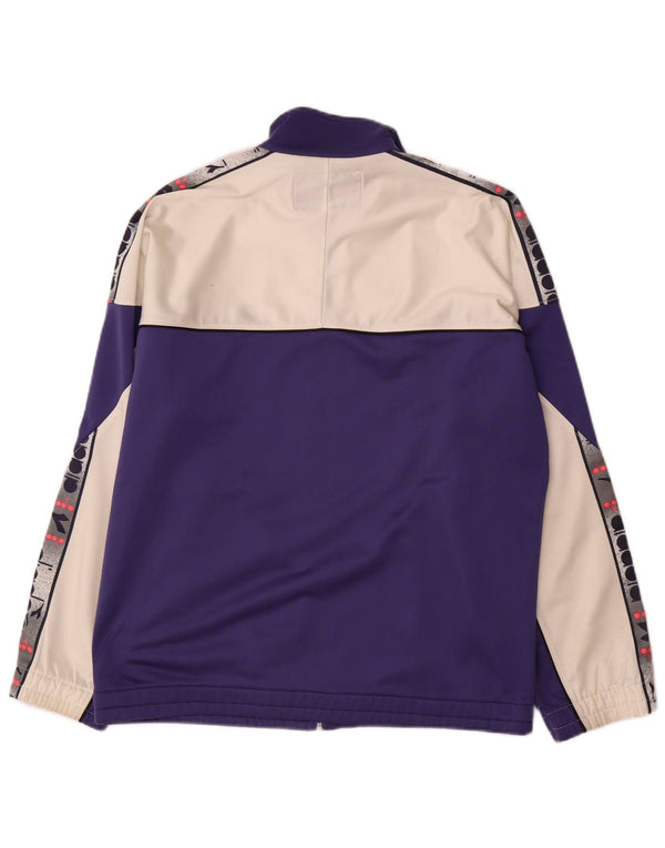 Diadora Mens Graphic Tracksuit Top Jacket UK 40 Medium Purple Colourblock