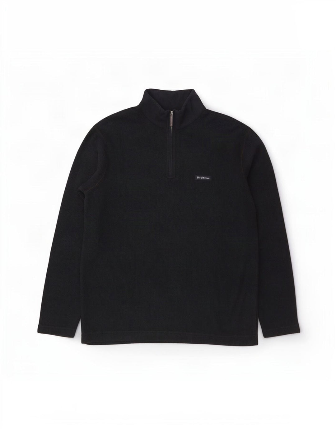 Suéter masculino Ben Sherman com zíper e gola alta de algodão azul marinho