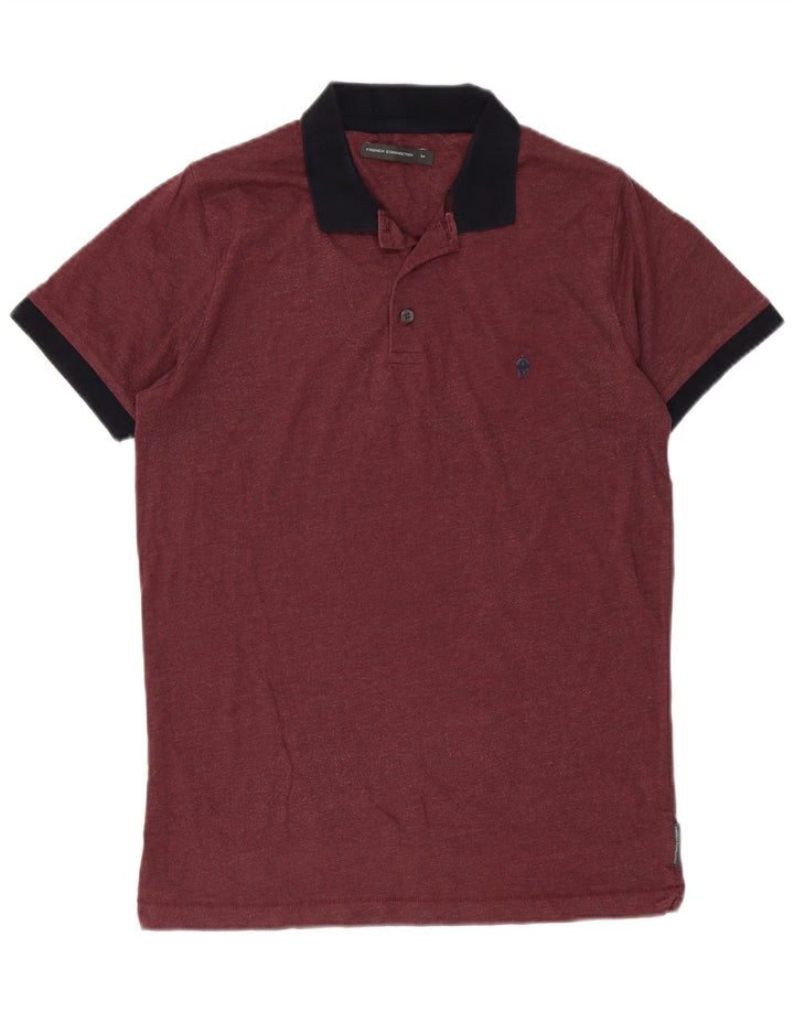 Camisa polo masculina de rugby French Connection algodão médio Borgonha