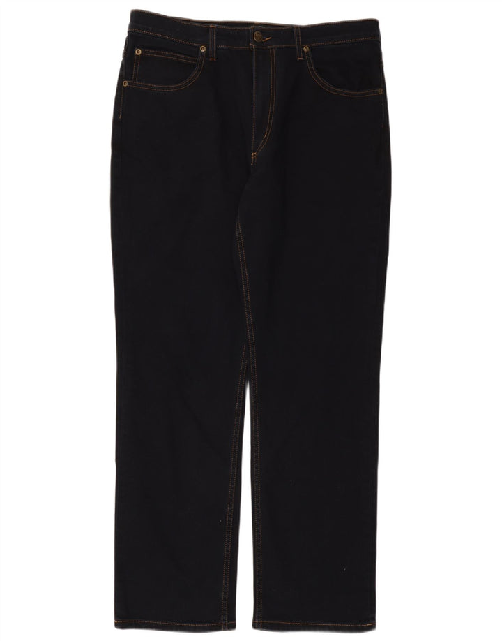Lee Mens Brooklyn Straight Jeans W34 L30 Azul Marinho Algodão