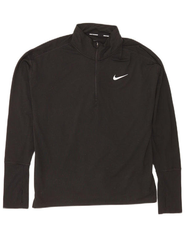 Nike Womens Running Loose Fit Top Manga Longa Reino Unido 10 Pequeno Esporte Preto