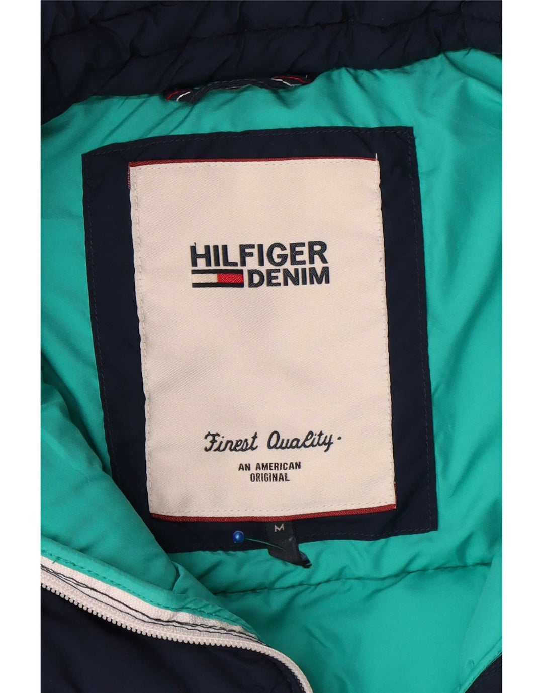 Jaqueta acolchoada masculina Tommy Hilfiger UK 40 poliéster azul marinho médio