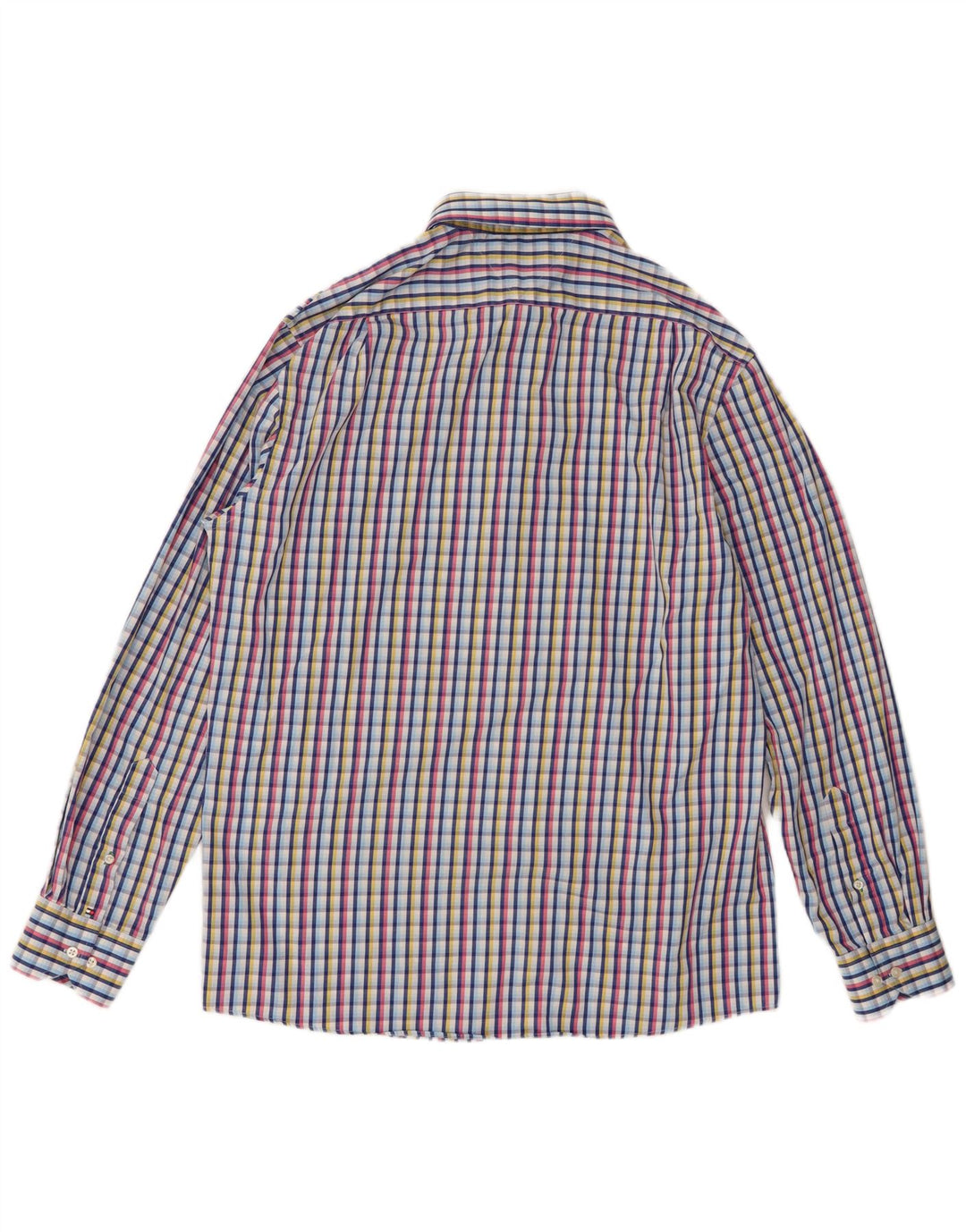 Camisa masculina Tommy Hilfiger tamanho 16 16 1/2 grande algodão xadrez multicolorido