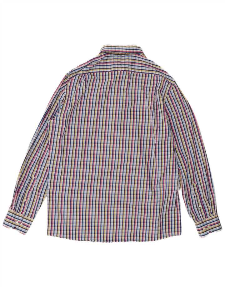 Camisa masculina Tommy Hilfiger tamanho 16 16 1/2 grande algodão xadrez multicolorido