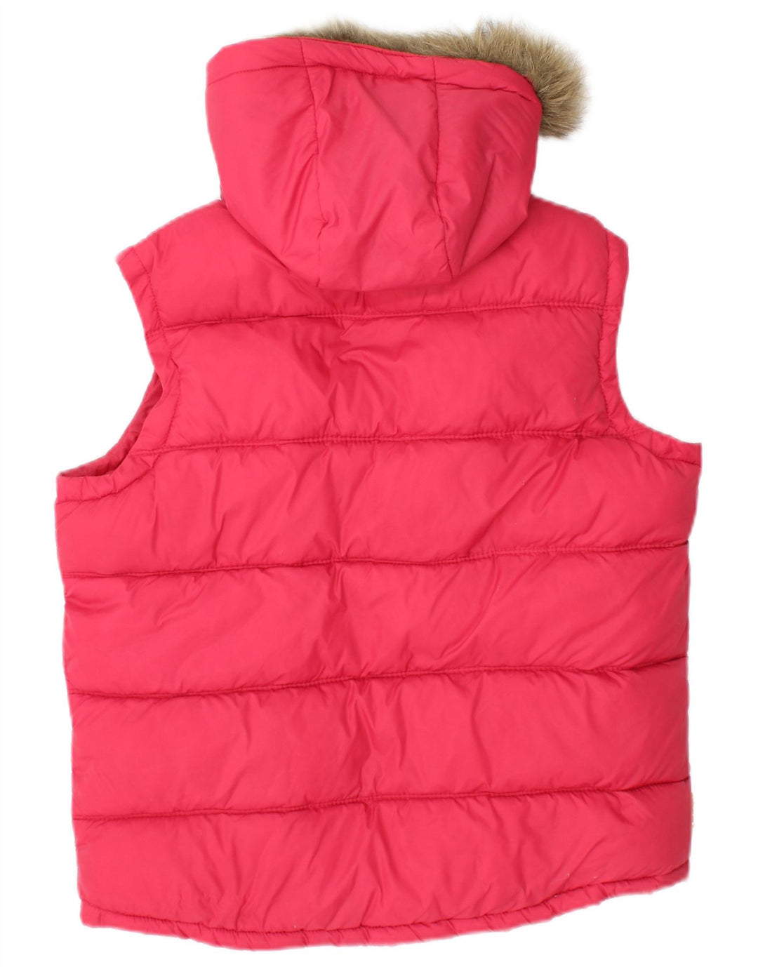 Colete acolchoado com capuz feminino Superdry UK 14 nylon rosa médio