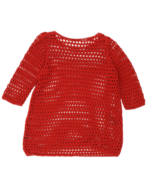Vestido feminino de crochê manga 3/4 Reino Unido 24 4XL acrílico vermelho