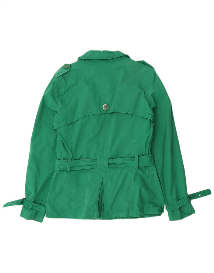 Casaco trench curto feminino Marks & Spencer Reino Unido 12 algodão verde médio