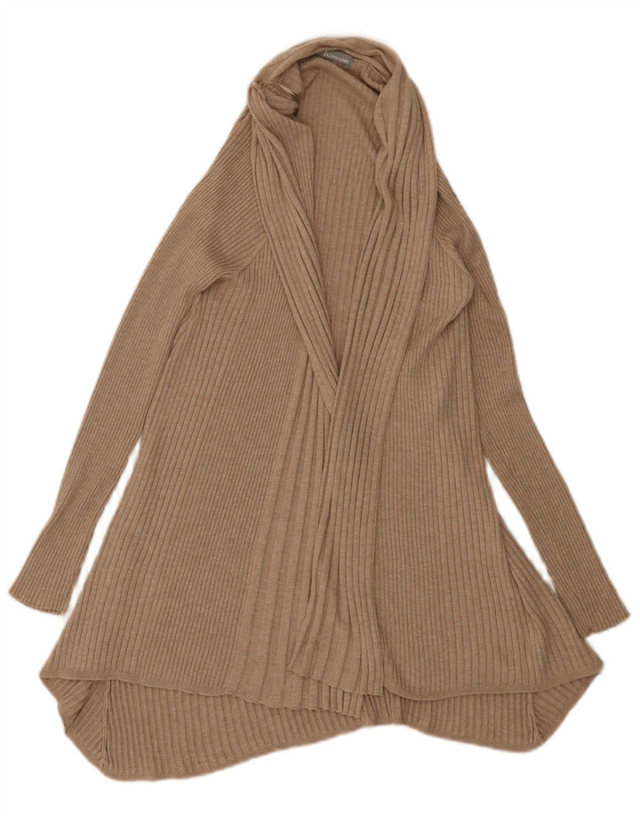 Marks & Spencer Suéter feminino Longline Open Cardigan Reino Unido 14 Médio Bege