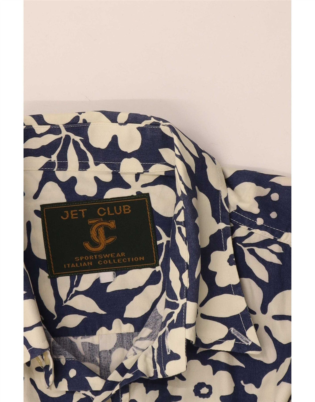 Camisa masculina vintage de manga curta média azul marinho floral