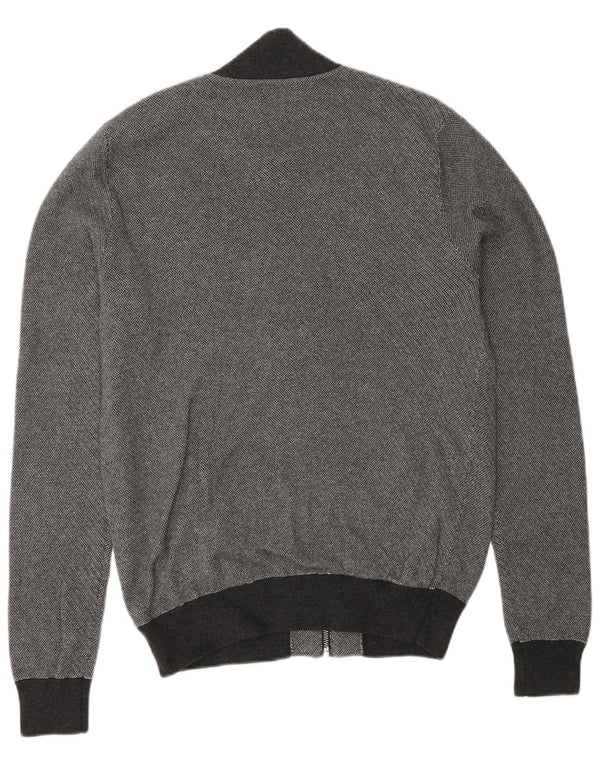 Reiss Mens Treino Top Jaqueta Pequeno Algodão Colourblock Cinza