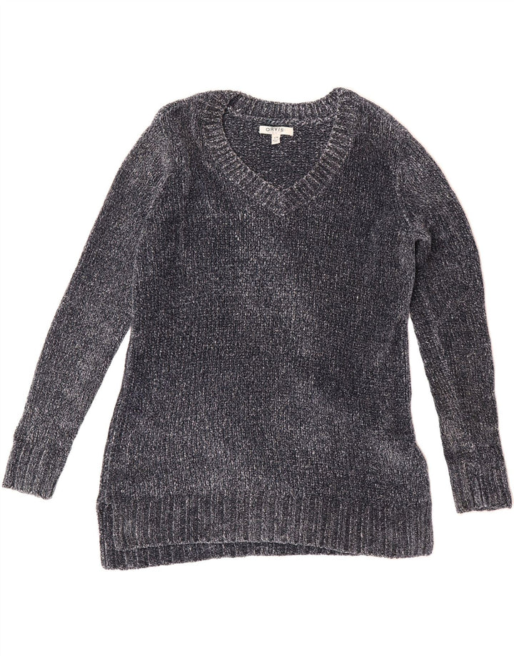 ORVIS Womens V-Neck Jumper Sweater UK 14 Medium Grey Polyester Vintage Orvis and Second-Hand Orvis from Messina Hembry 