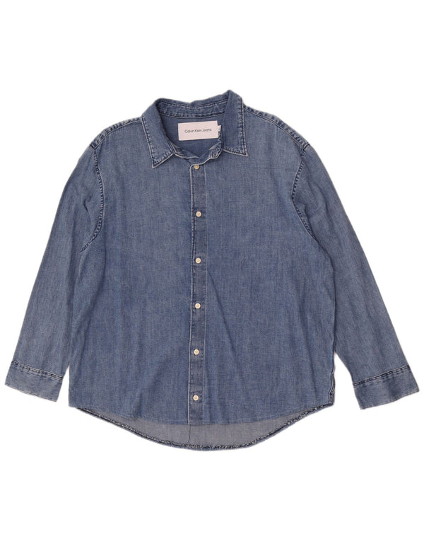 Camisa jeans masculina Calvin Klein Jeans grande azul