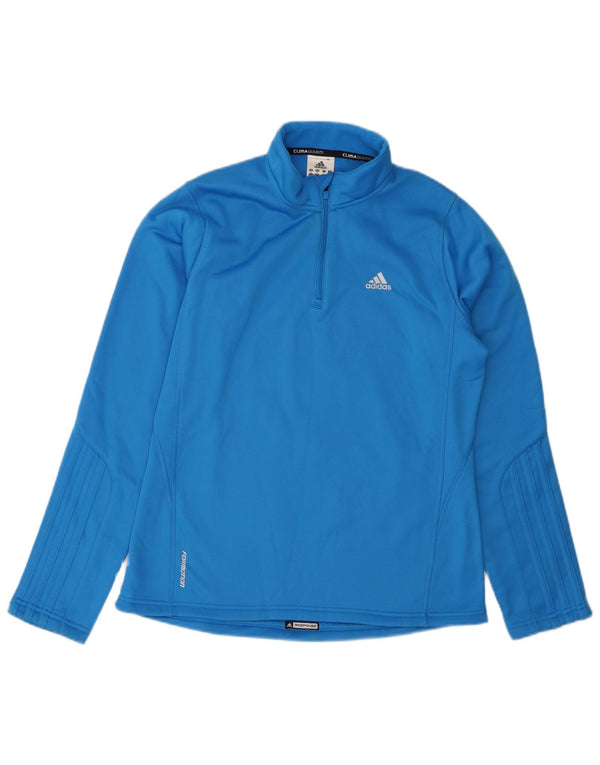 ADIDAS Womens Climawarm Zip Neck Sweatshirt Jumper UK 14 Médio Azul