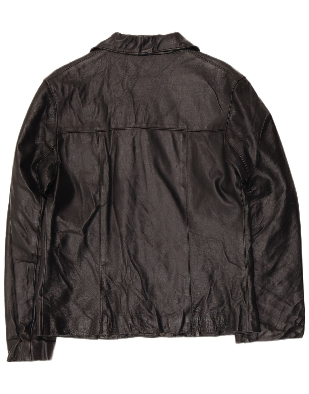 Jaqueta de couro feminina vintage Reino Unido 14 couro preto médio