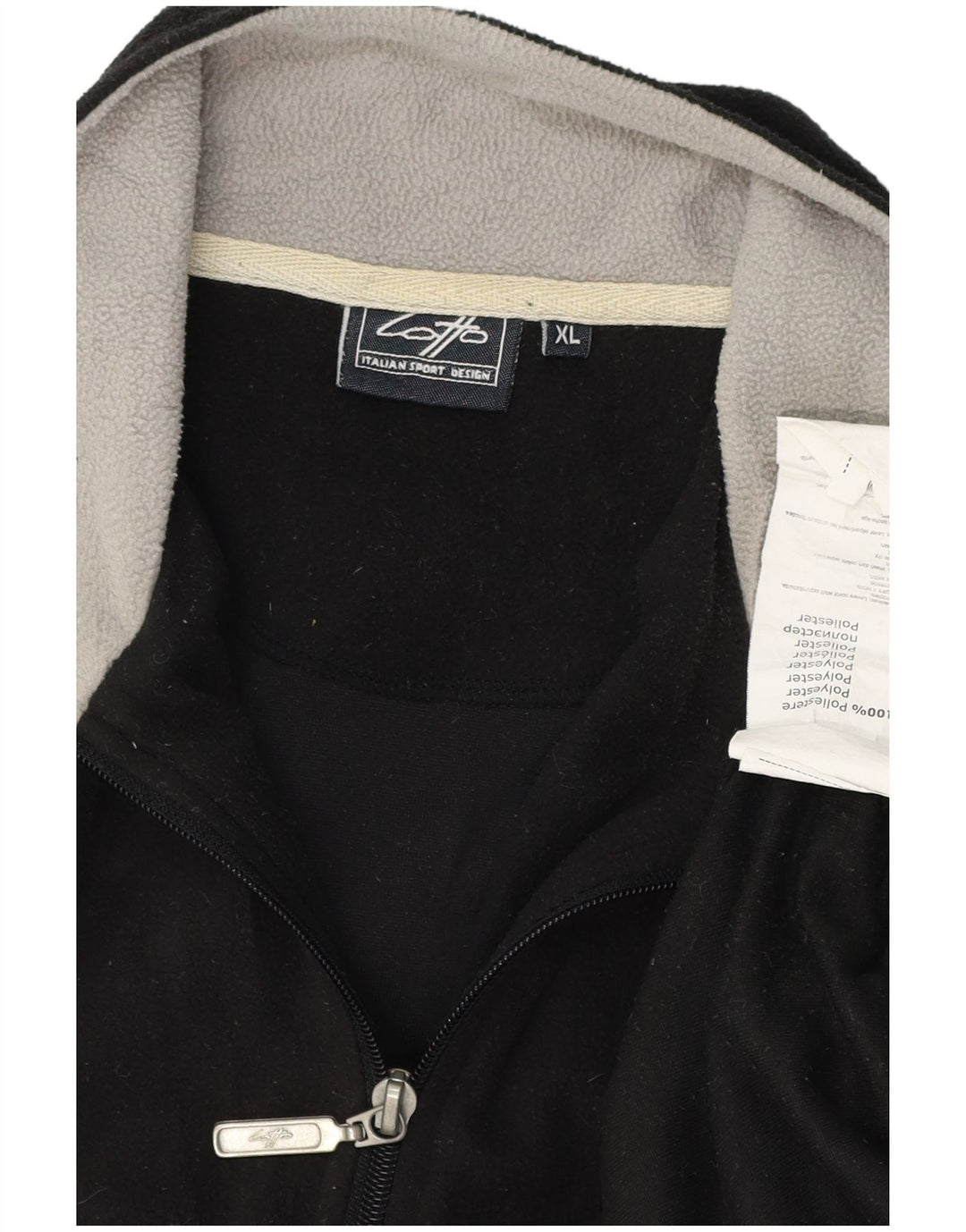 LOTTO Suéter masculino de lã com zíper e gola XL poliéster preto