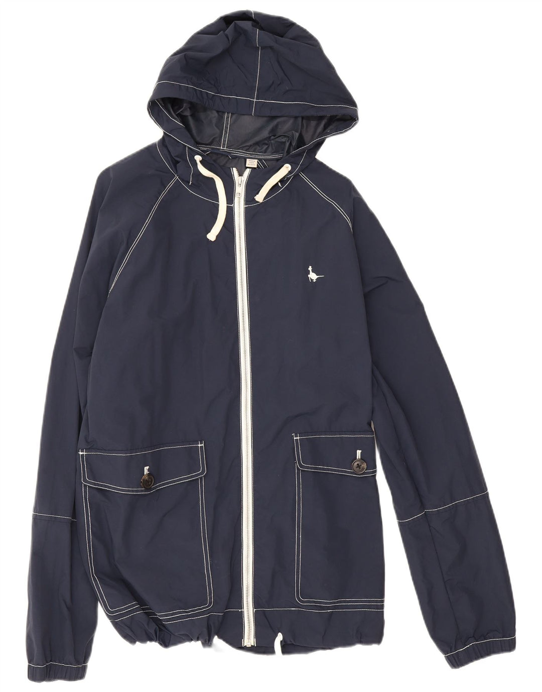Jaqueta de chuva masculina Jack Wills com capuz UK 40 grande nylon azul marinho