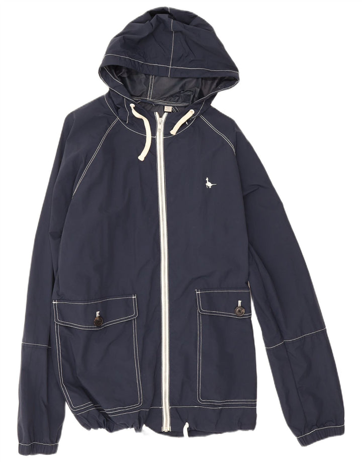 Jaqueta de chuva masculina Jack Wills com capuz UK 40 grande nylon azul marinho