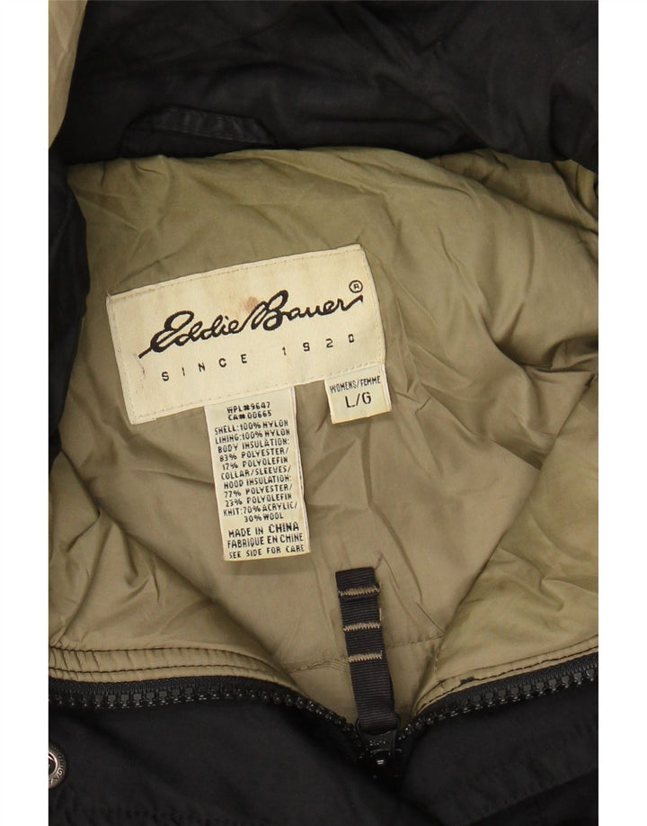 Casaco corta-vento feminino EDDIE BAUER grande com capuz Reino Unido 16 grande preto