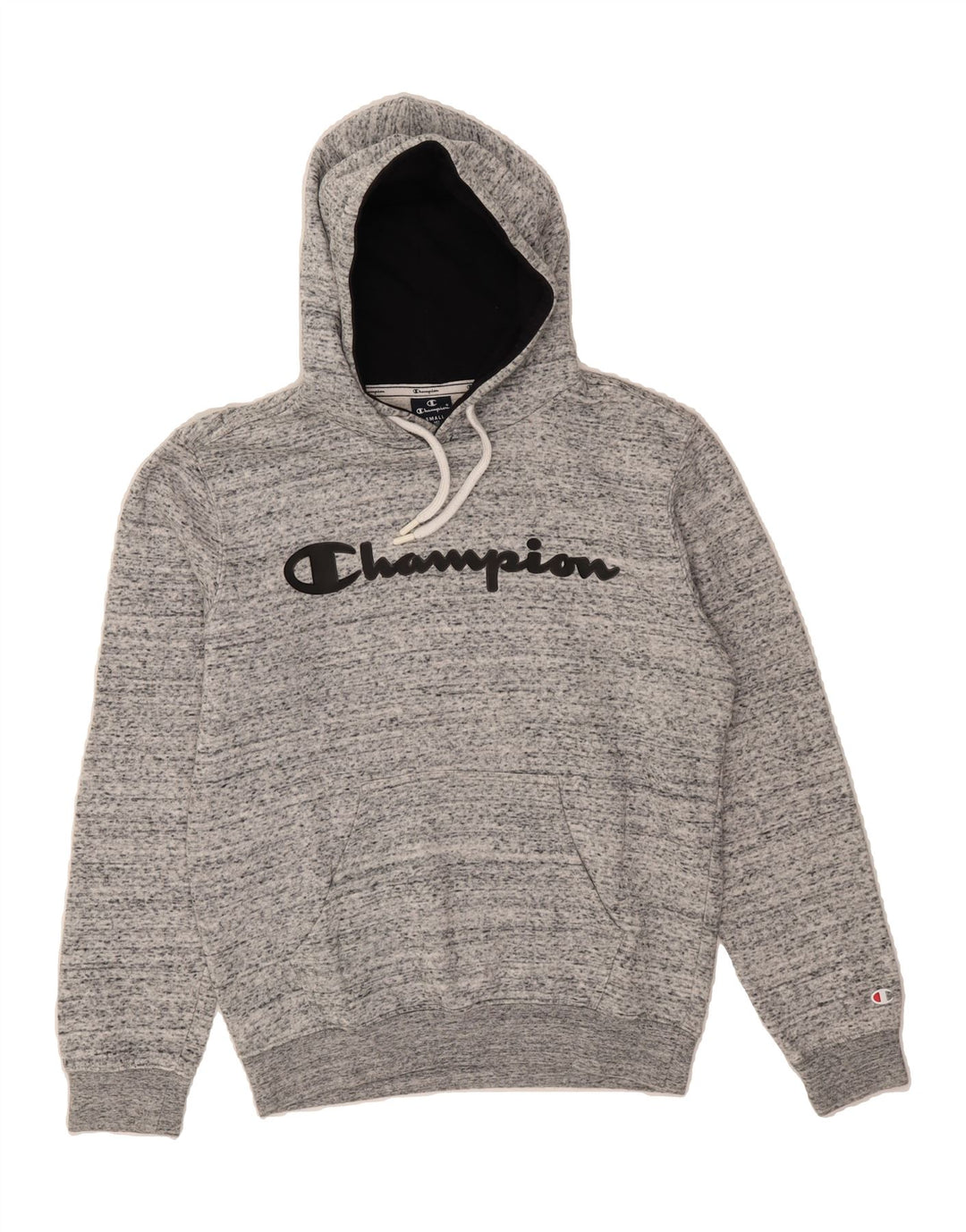 CHAMPION Mens Graphic Hoodie Jumper Small Grey Flecked Cotton Vintage Champion and Second-Hand Champion from Messina Hembry 