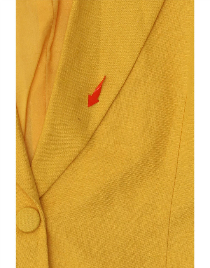Jaqueta blazer feminina POP 84 com 2 botões UK 12 linho amarelo médio