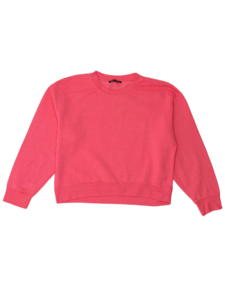 Zara moletom feminino jumper UK 14 poliéster rosa médio
