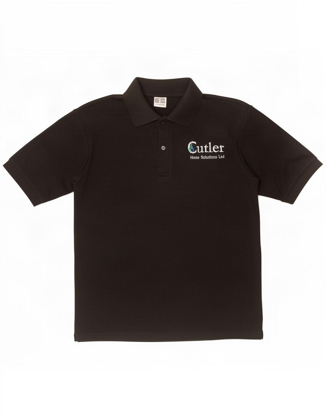 Camisa pólo gráfica masculina Russell Athletic poliéster preto pequeno