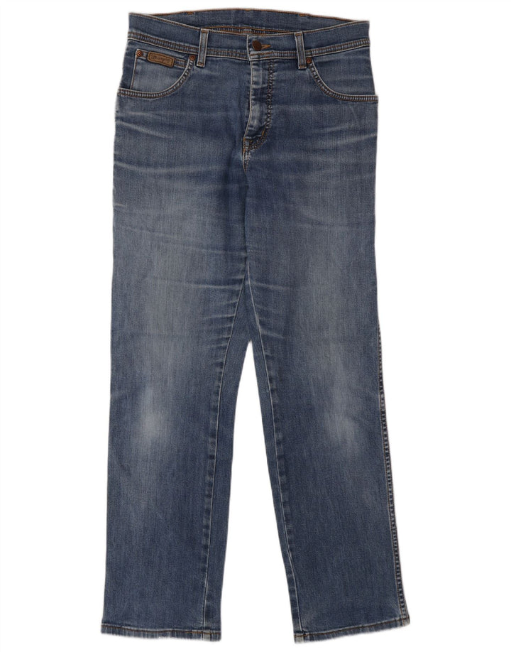 WRANGLER Masculino Texas Stretch Straight Jeans W32 L30 Azul Algodão
