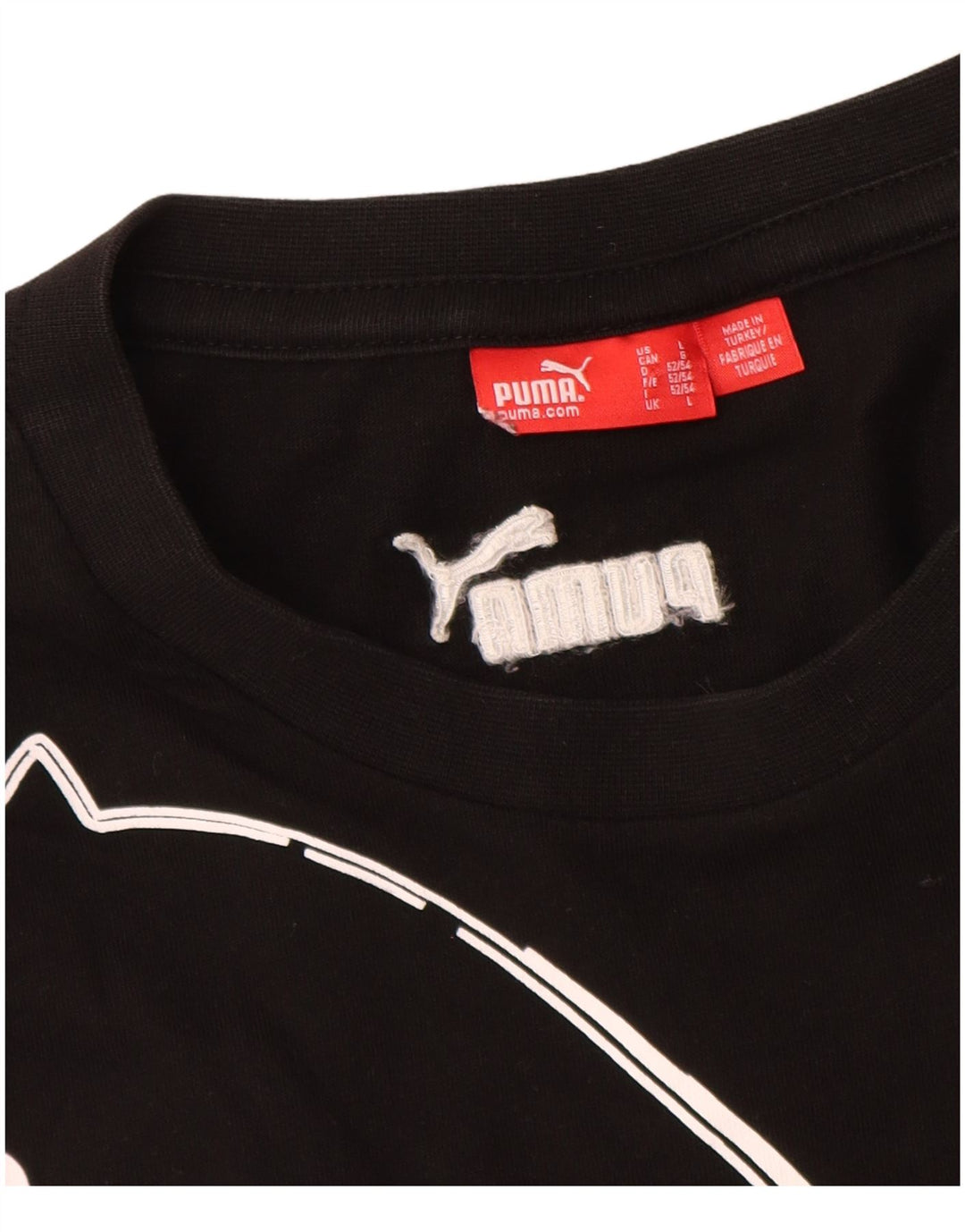 Puma Mens Graphic T-Shirt Top Grande Algodão Preto