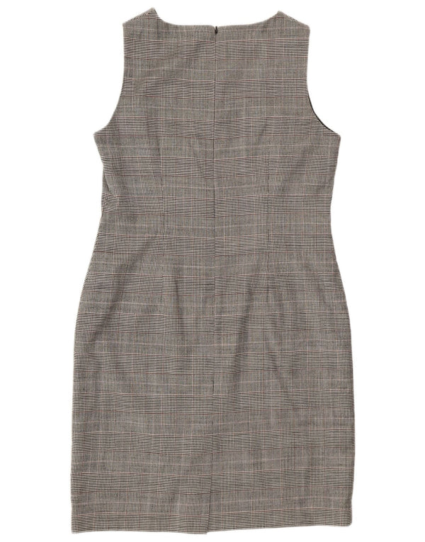 Vestido feminino Hobbs sem mangas com bainha UK 14 grande cinza houndstooth clássico