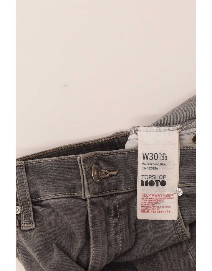 Topshop feminino jeans slim desgastado W30 L26 algodão cinza