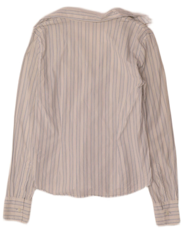 Camisa feminina Tommy Hilfiger EUA 6 algodão listrado branco médio
