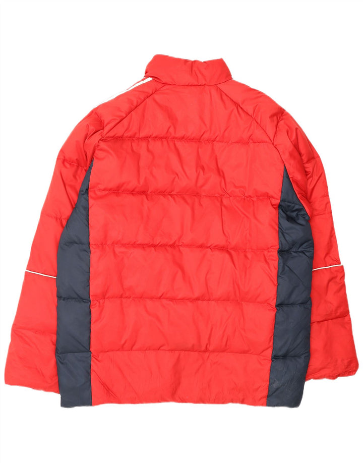 Jaqueta acolchoada masculina Adidas UK 38 poliéster colorblock vermelho médio