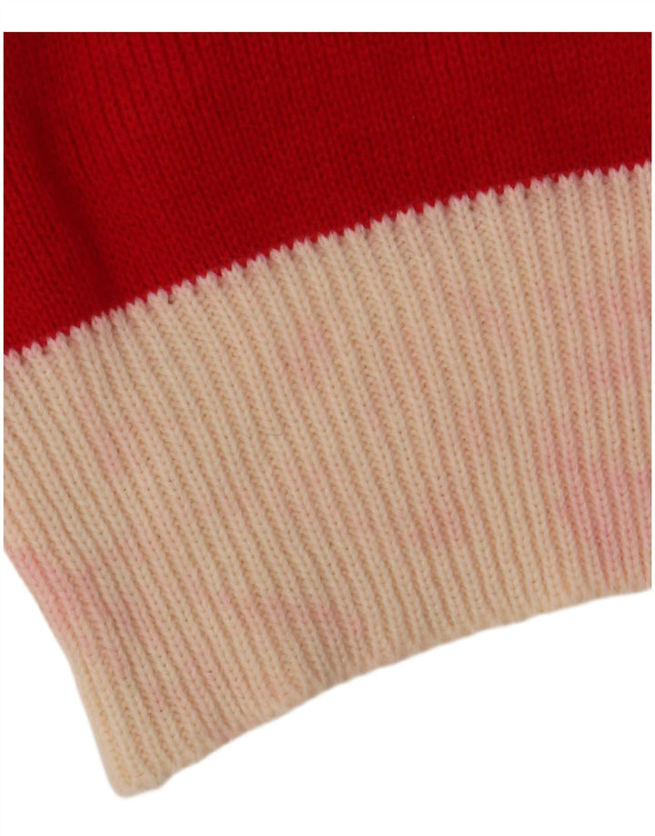 Suéter feminino VINTAGE com gola polo IT 48 XL vermelho colorblock acrílico