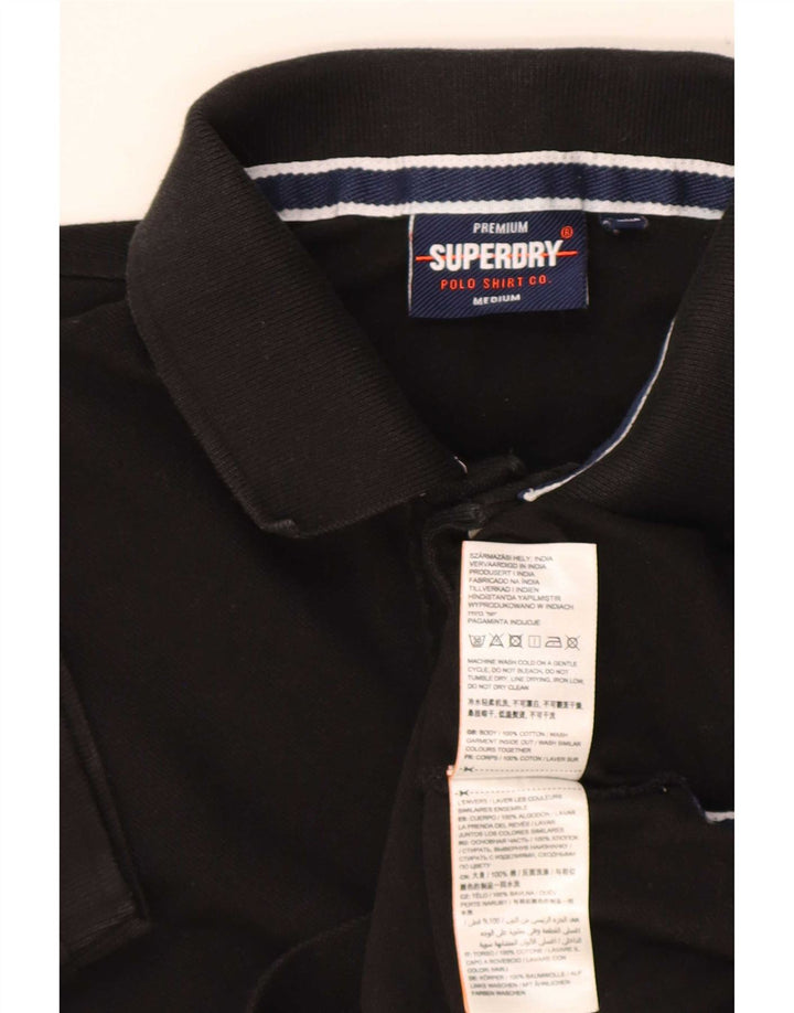 Camisa polo masculina Superdry médio algodão preto