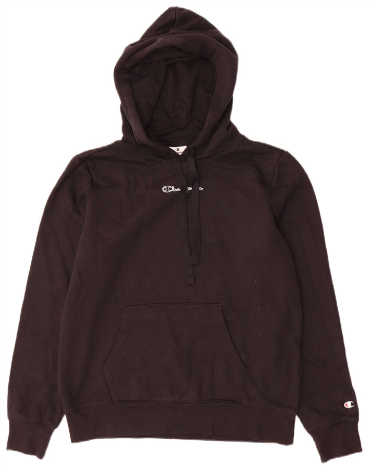 Jumper feminino com capuz gráfico Champion UK 14 algodão preto médio