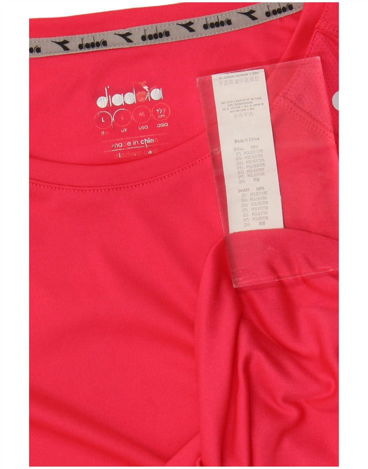 Camiseta feminina Diadora UK 14 grande poliéster rosa