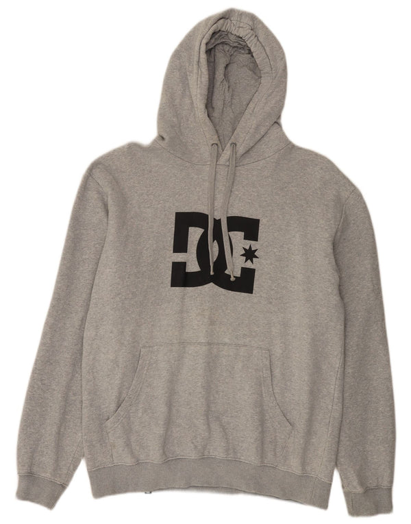 DC Mens Graphic Hoodie Jumper Grande algodão manchado cinza