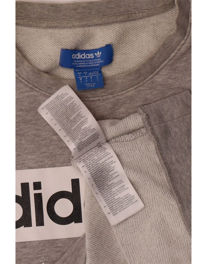 ADIDAS Mens Graphic Sweatshirt Jumper Grande Algodão Cinzento