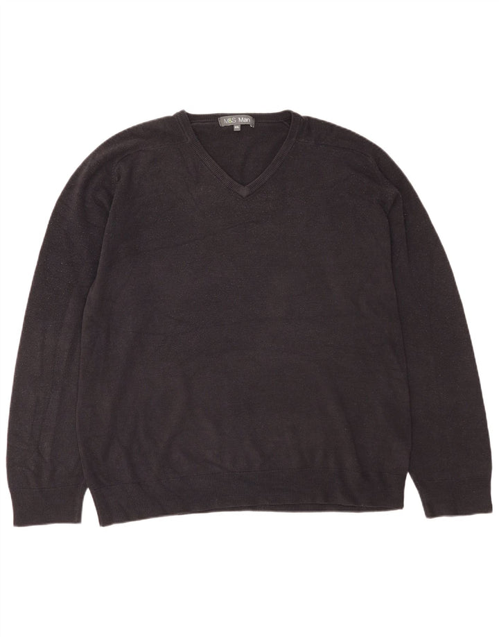 Suéter masculino Marks & Spencer com decote em V 2XL azul marinho acrílico