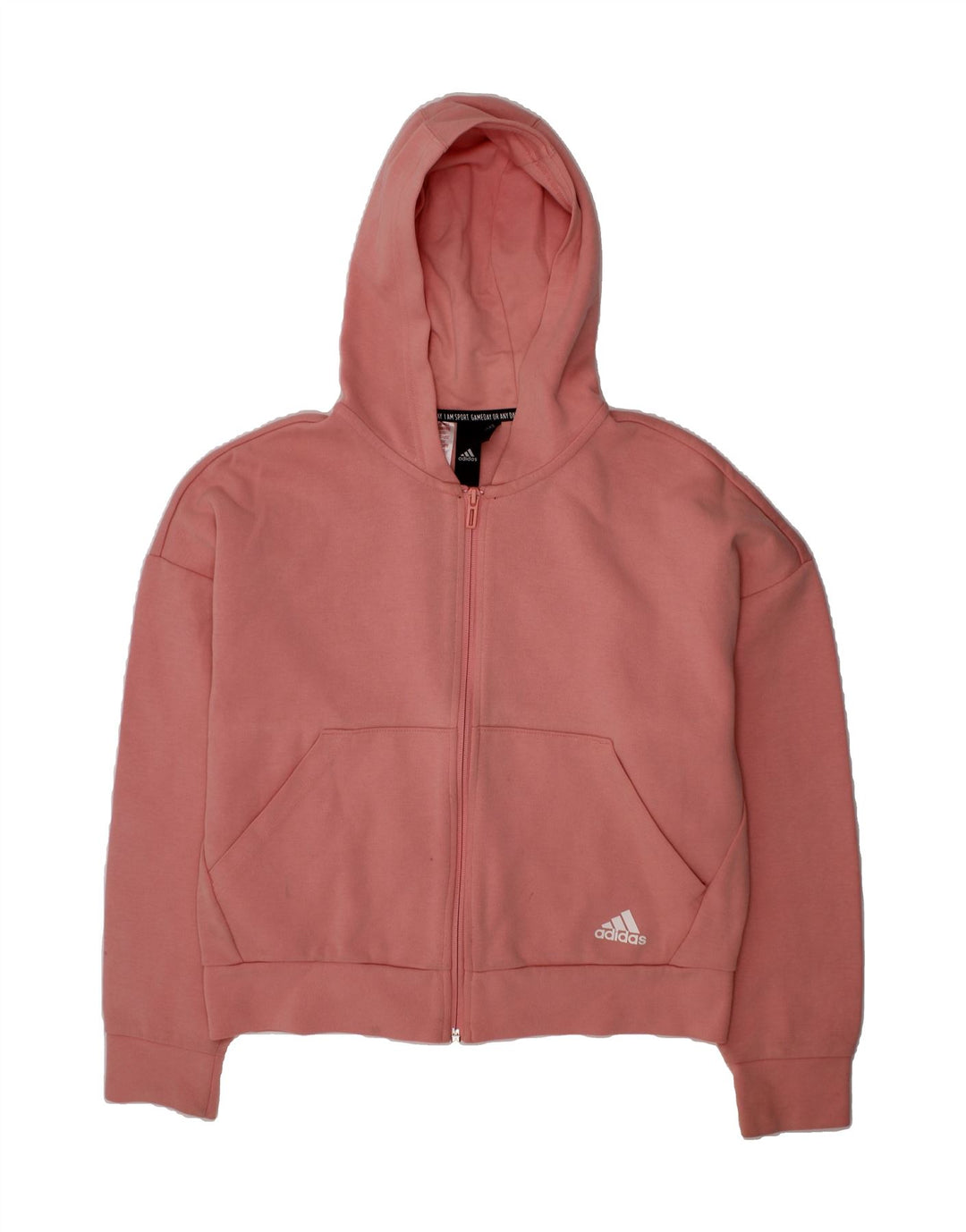 ADIDAS Girls Zip Hoodie Sweater 13-14 Years Pink Cotton Vintage Adidas and Second-Hand Adidas from Messina Hembry 