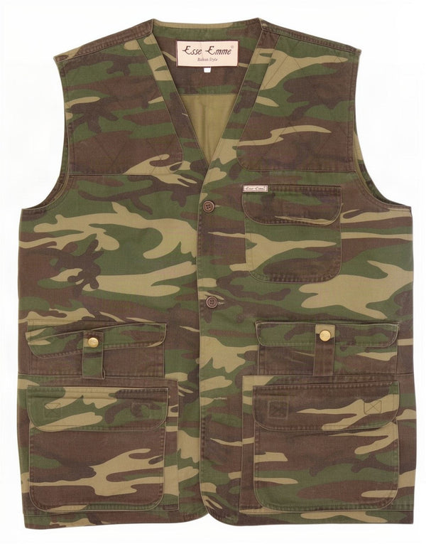 ESSE EMME Mens Utility Gilet IT 50 grande poliéster camuflado verde