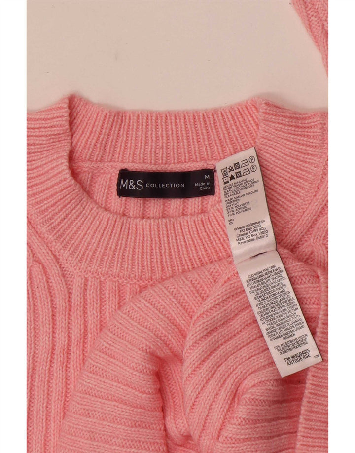 Suéter feminino Marks & Spencer com gola redonda Reino Unido 14 poliéster rosa médio